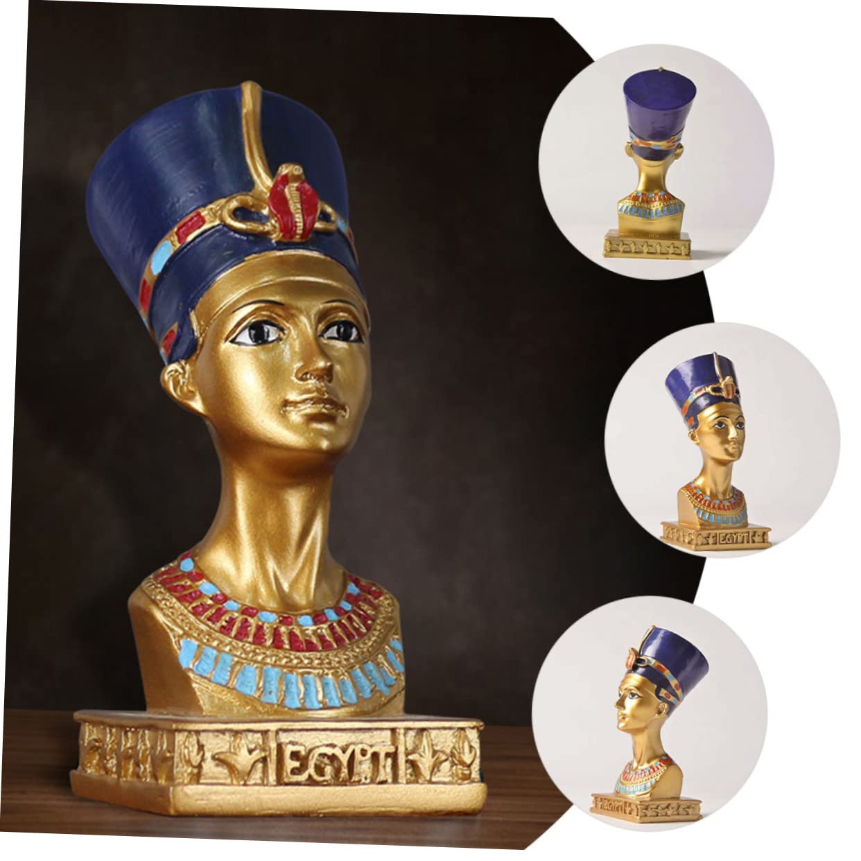ERINGOGO Resin Sculpture of Ancient Egypt Cleopatra Bust Statue Egyptian Wall Decor for Office