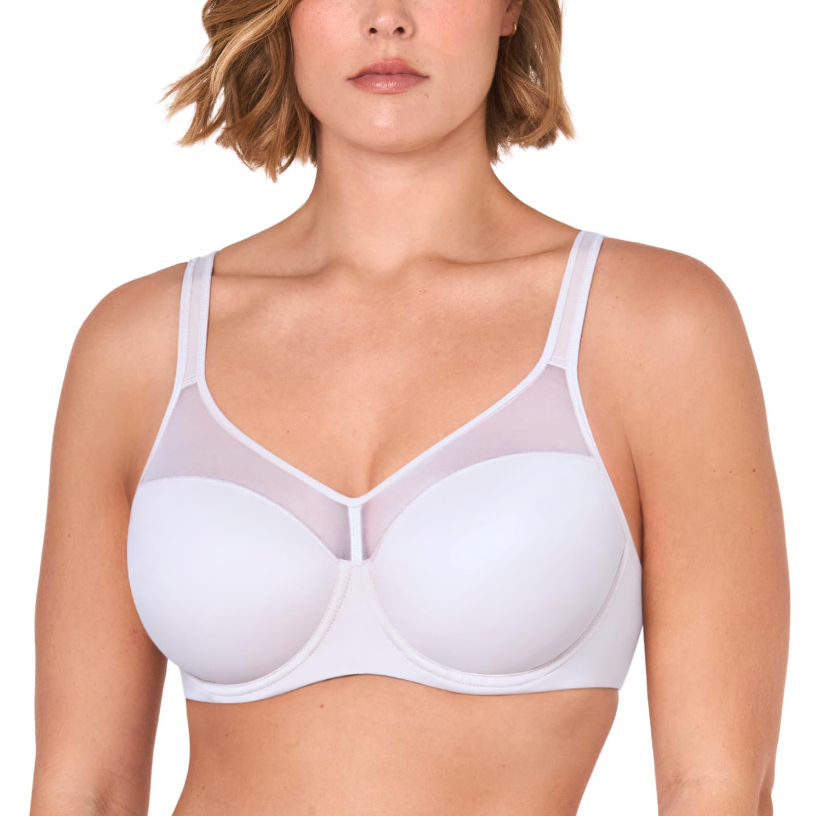 DELIMIRA Women's Full Coverage Bras Underwire Lightly Padded Plus Size Supportive Tshirt Sheer Bra