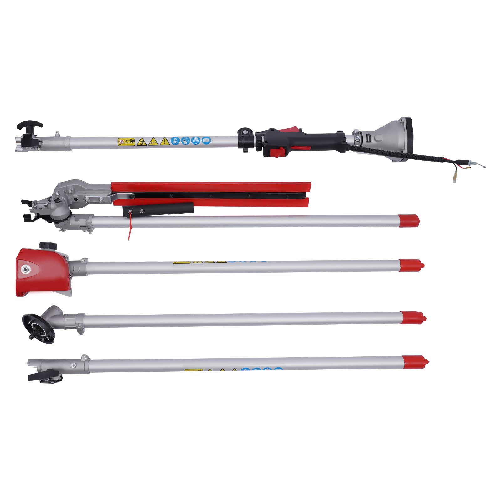 Desbrozadora profesional de 2 tiempos, gasolina, 1500 W, 52 cc, 4 en 1, desbrozadora multiherramienta, cortacésped para cuidado del césped y jardinería, 6500 rpm