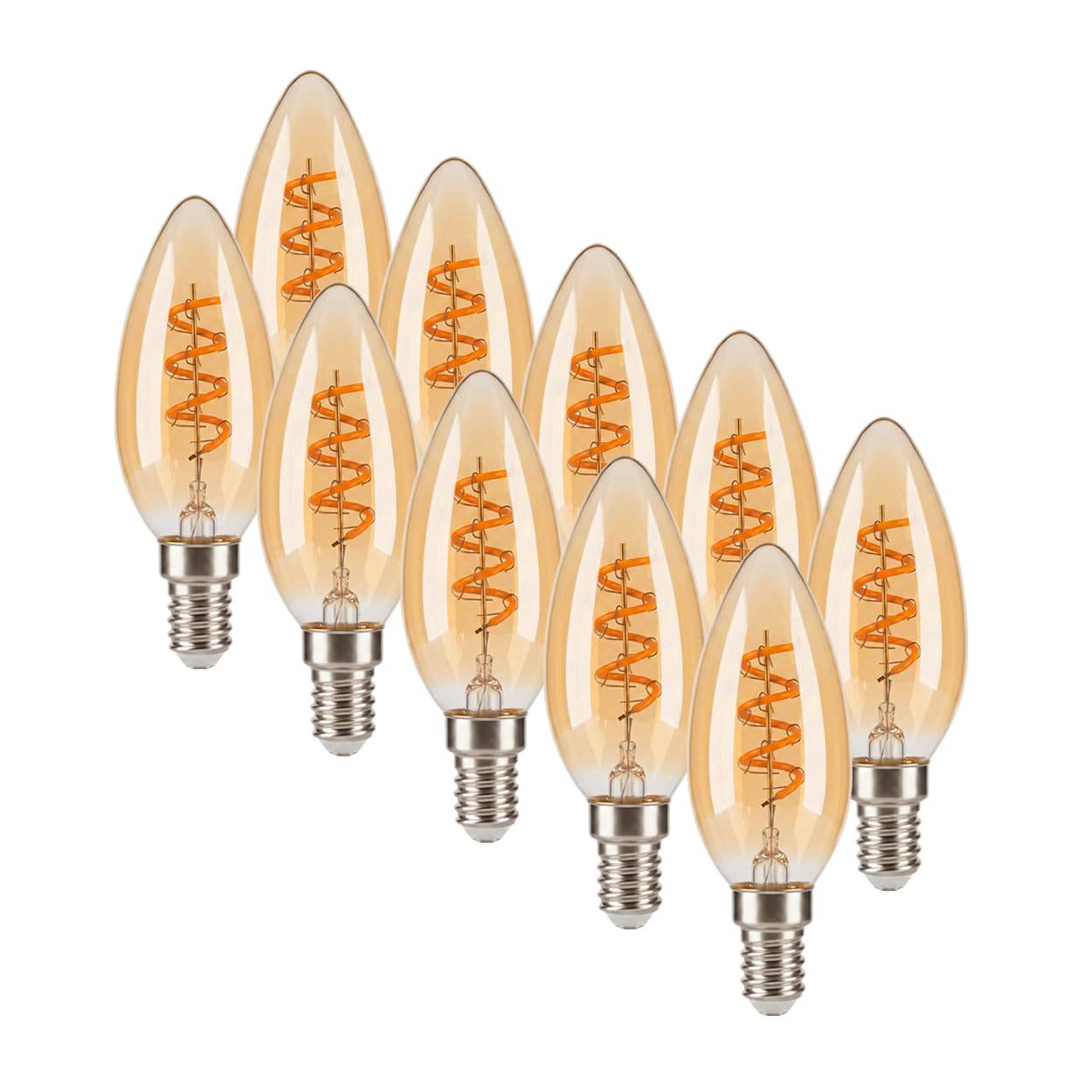 HOFSTEIN E14 LED Warmweiss Glühbirne Vintage Kerzenform 10er Set Leuchtmittel 4 Watt 2200 Kelvin 220 Lumen Extra Sanftes Amberlicht für Dekorative Retro Lampen und Stimmungsvolle Akzente