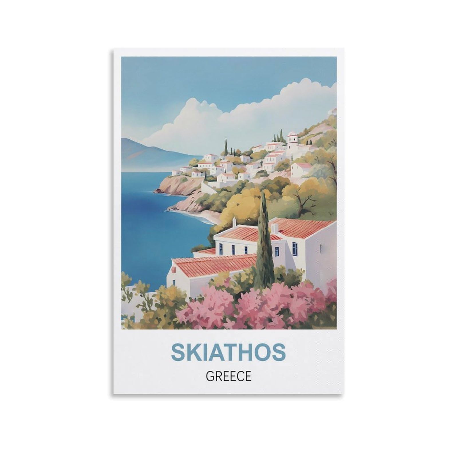 Nprzm A104 Vintage Metal Tin Sign Skiathos Greece Vintage Metal Tin Sign For Cafe, Bar, Pub, Beer Club Wall Decor 15X30cm