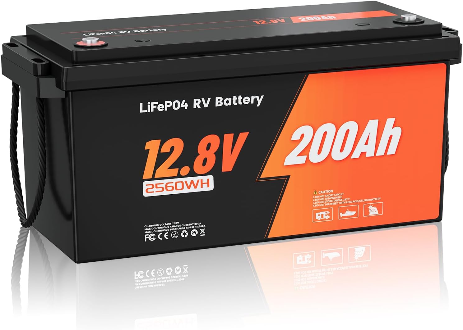 12V 200Ah Lifepo4 Battery Deep Cycle Marine Battery Built-in 200A BMS Lithium Iron Phosphate Battery Perfect for Trolling Motors, Boat, RV, Home Energy