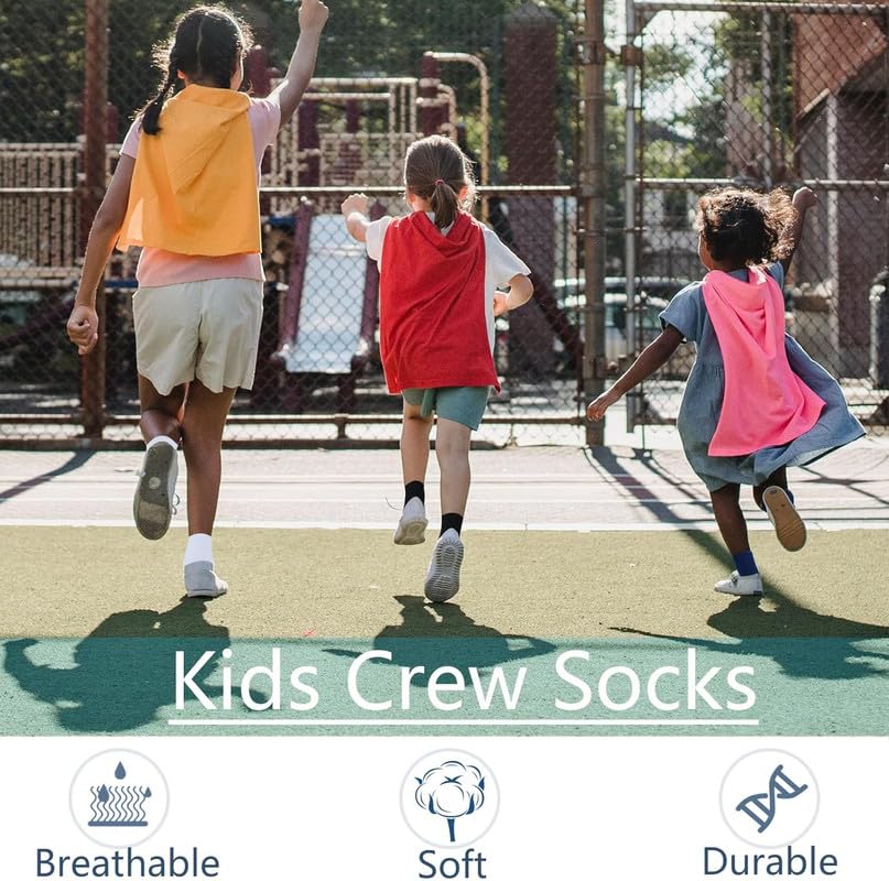 Yanwenx Cotton Crew Socks for Kids – Boys & Girls School & Formal Wear – 6-Pack_Black|White,4-5 Year 3