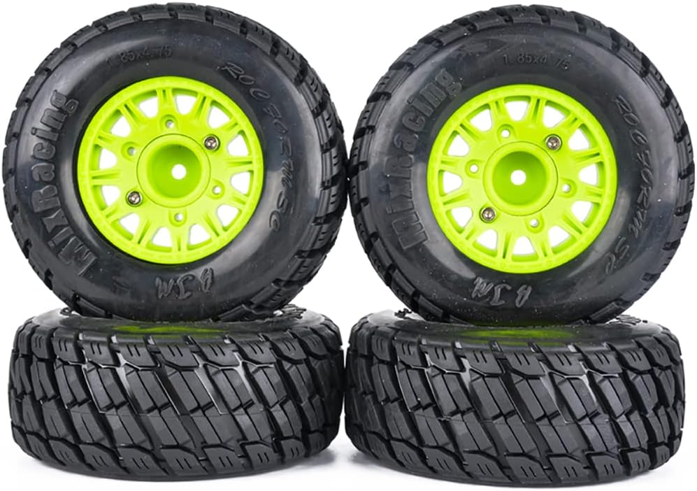 4PCS 1/8 1/10 3 Adapters 12MM 14MM 17MM Tires Universal Wheel RC Model Short Course Truck General Road Tire Upgrade Compatible with Traxxas Arrma HSP Tamiya HPI Kyosho Hobao RC Car (green1)