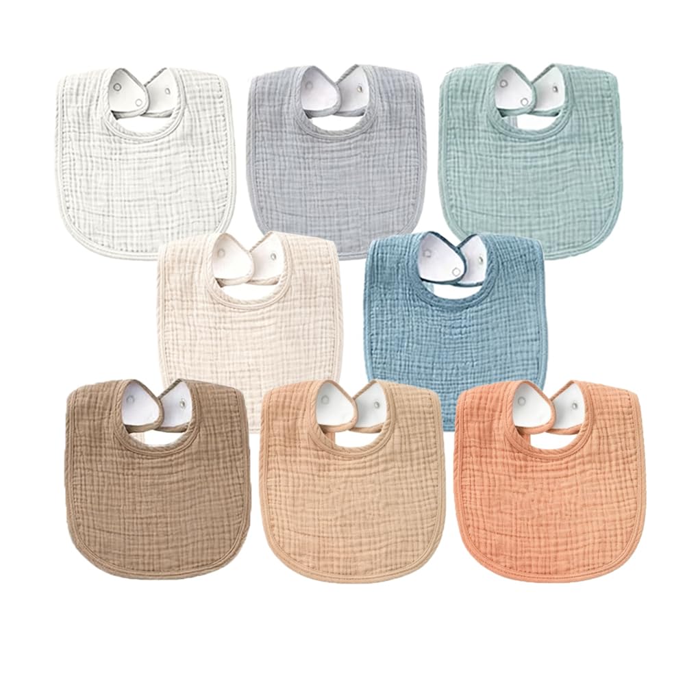 Oaygat 8 Packs Baby Bandana Dribble Bibs Drool Bibs Waterproof Newborn Feeding Bib Soft and Absorbent Bandana Bib with Adjustable Snaps Cotton multicolored