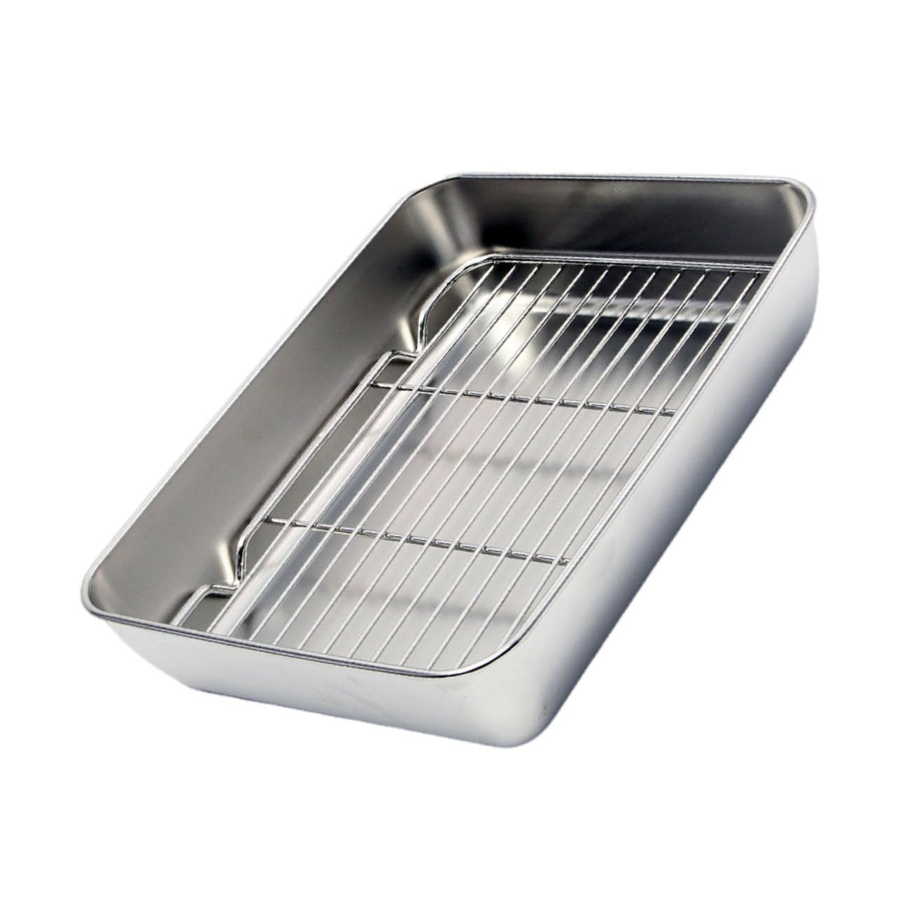 ULTECHNOVO Edelstahl Backblech Satz mit Rostfreiem Gitter Großer Volumen Backform im Japanischen Stil für Backen und Rösten Silberfarben
