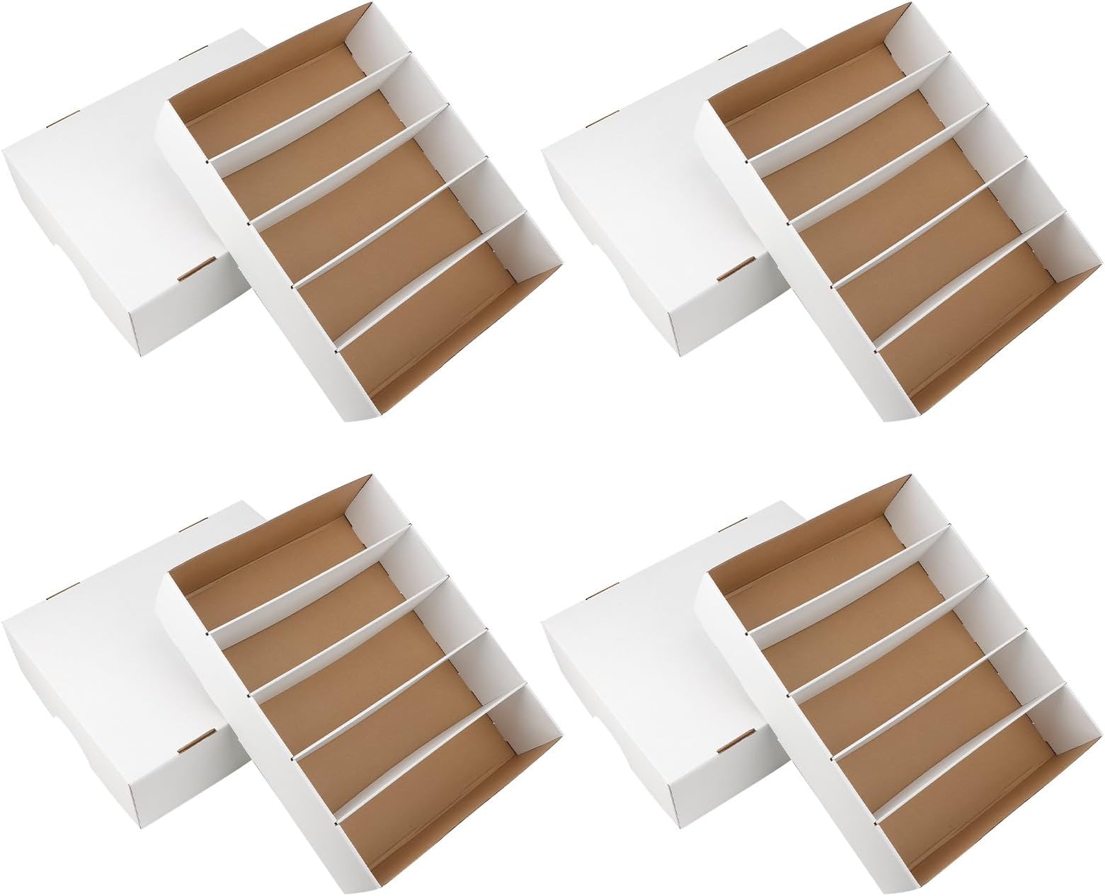 HIMOMO 4 Pack Card Storage Box, 3700 Count Trading Card Storage Box White Sports Storage Cards Box Organizer Sorting Tray Cases Box for Storing Protecting and Organizing Soccer Cards