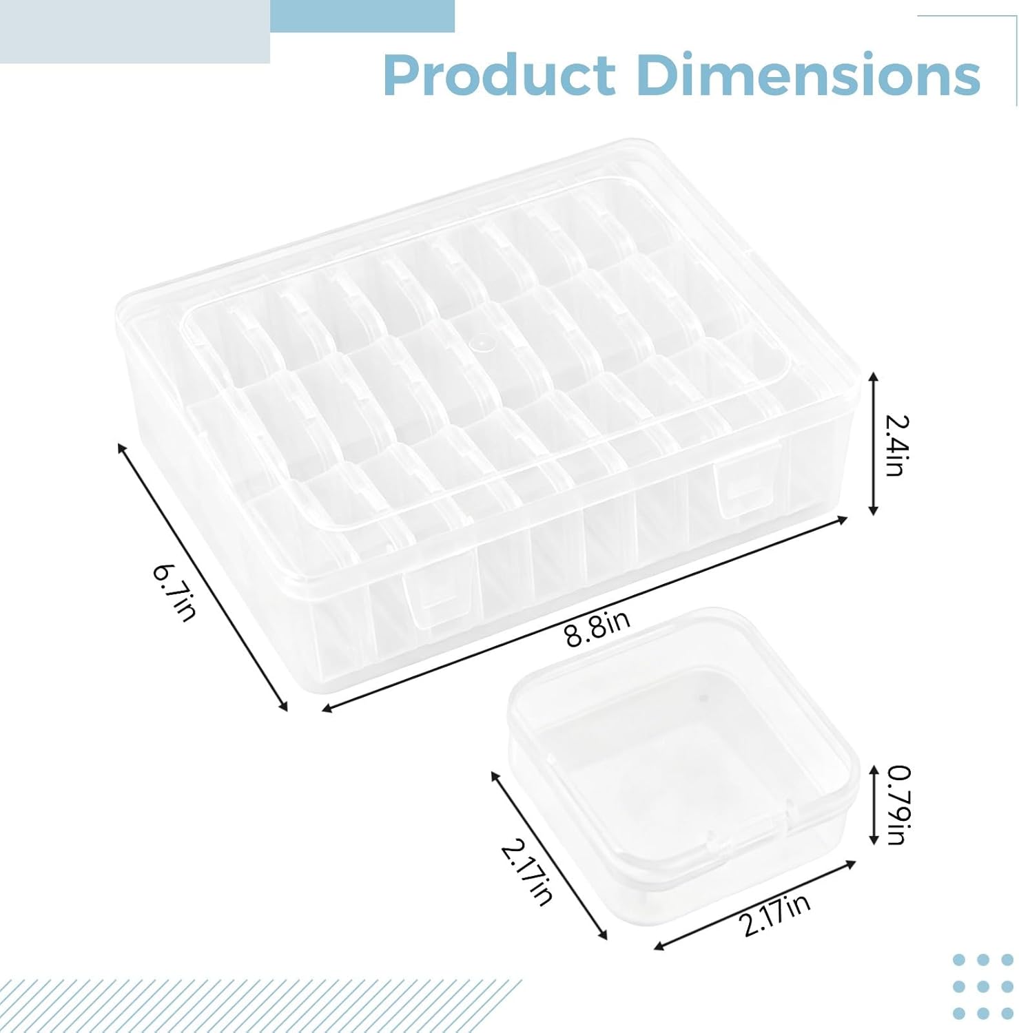 6.7X8.8X2.4 In Plastic Storage Box, 31-Piece Bead Organizer Kit