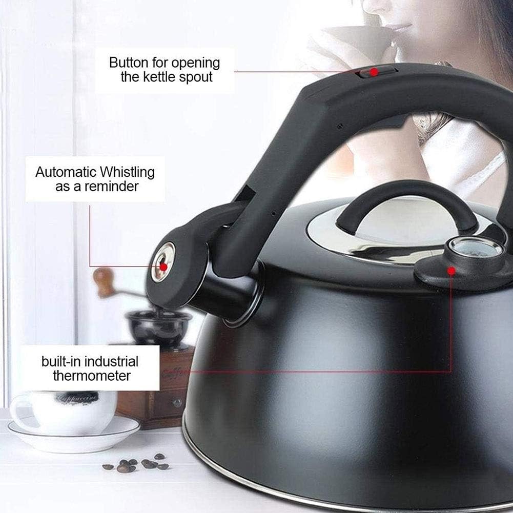 Tea Kettle Stovetop Whistling Tea Kettle Stovetop Whistling Tea Pot Black Food Grade Water Kettle Stovetop Suitable for All Heat Sources Teapots,