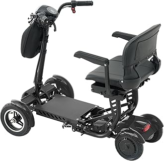 All-Terrain 4-Wheel Foldable Electric Scooter Lightweight Folding Mobility Scooter for Adults & Seniors, 25Miles Long Range, 15.6AH Lithium Battery, 3-Speed Mode, Max Load 300lbs (Standard Black)