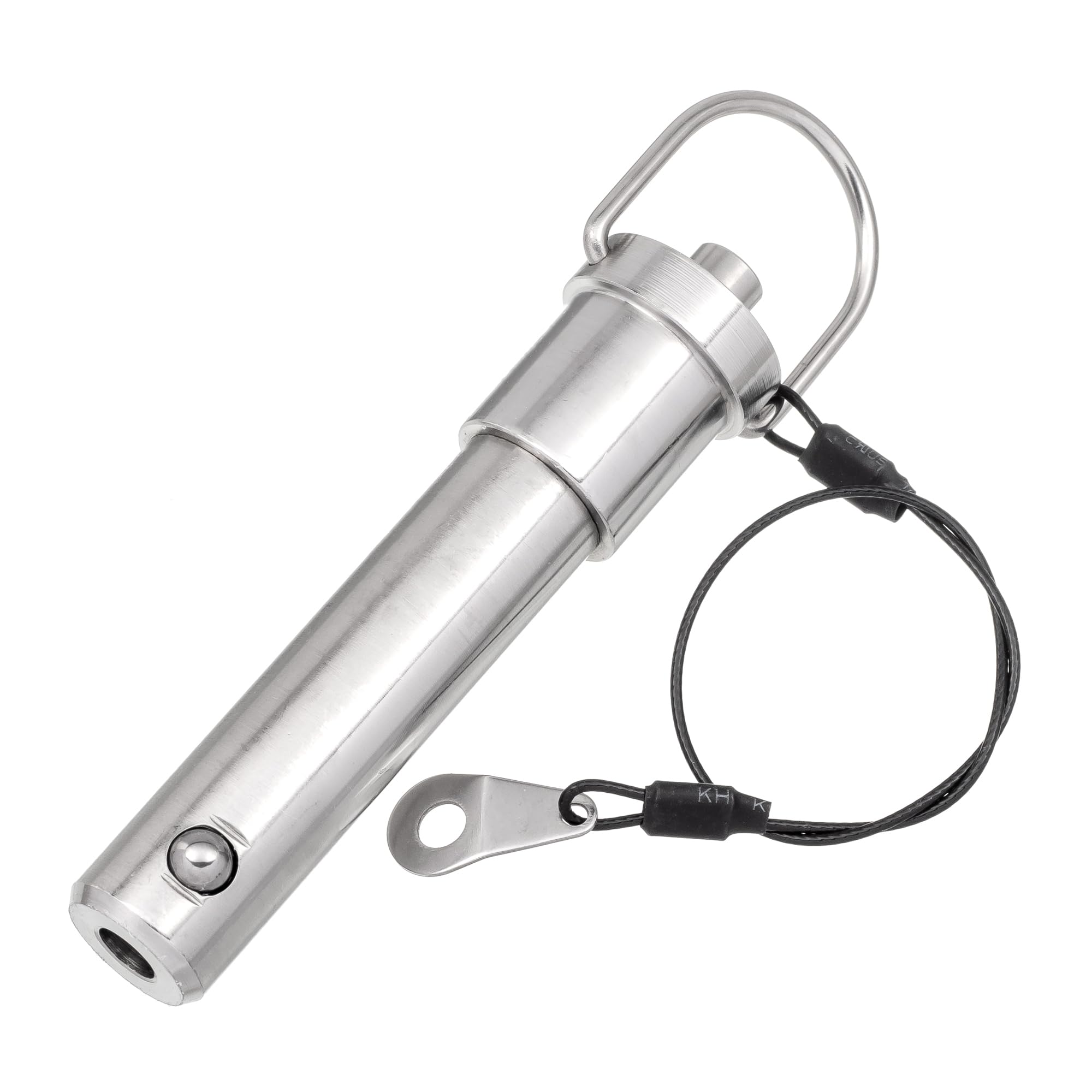 HALLMERS 20mm Pin Diameter 60mm Usable Length Quick Release Ball Head Pin Lock with 260mm Retaining Wire Cable - Stainless Steel - Self Locking Fasten Security Bolt Accessory Push Pull Fastening Tool