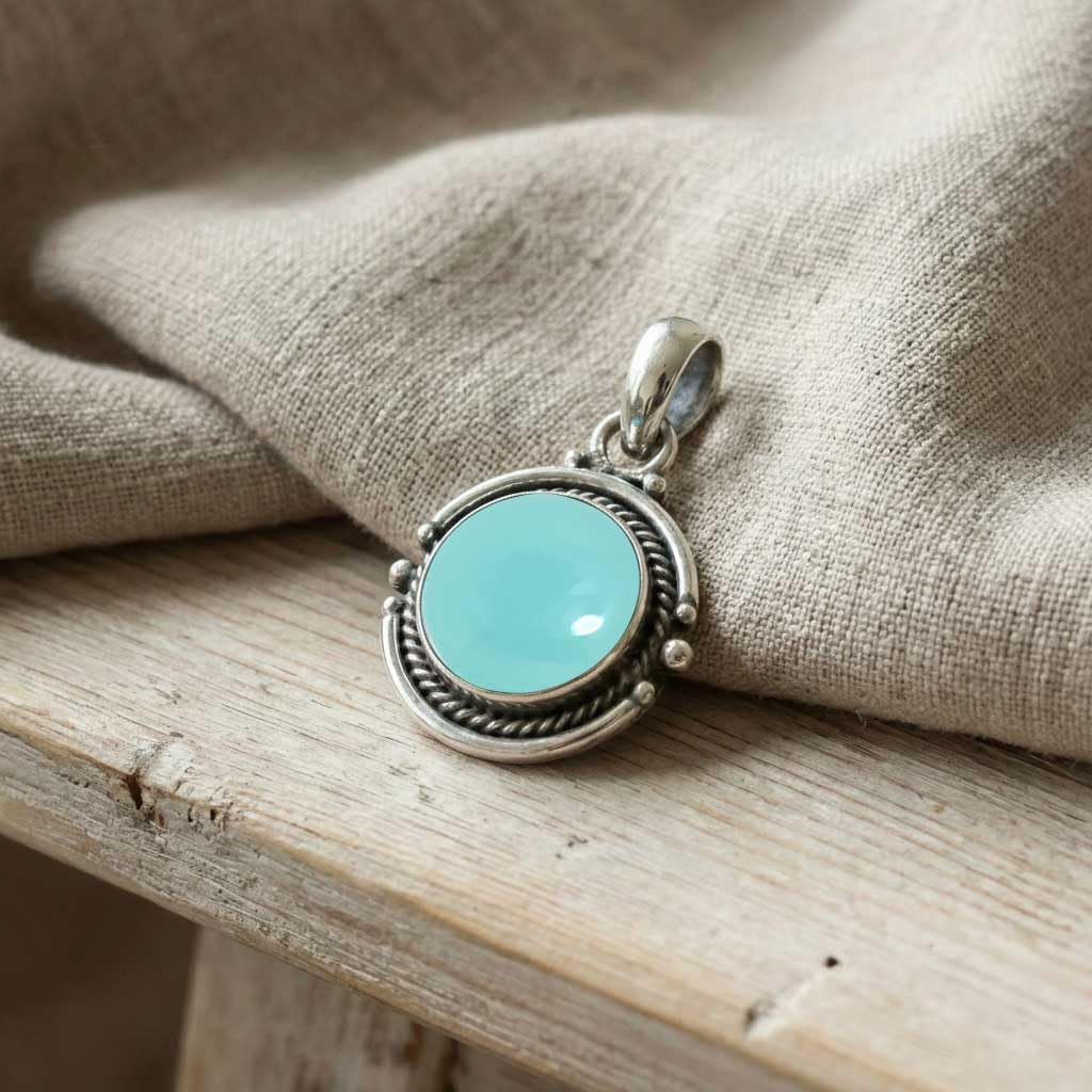 Labradorite, Tiger Eye, Crystal, Moonstone Round Handmade Pendant Necklace 925 Sterling Silver Overlay Boho Chunky Natural Gemstone Jewelry For Women