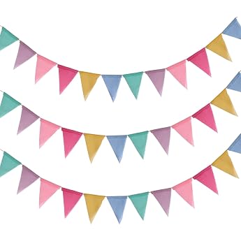 Bunting Outdoor Weatherproof School Decoration Pack of 3 Garland Birthday for Youth Initiation Mud Kitchen Rainbow Decoration Streamers Children's Room Garden Party Decoration