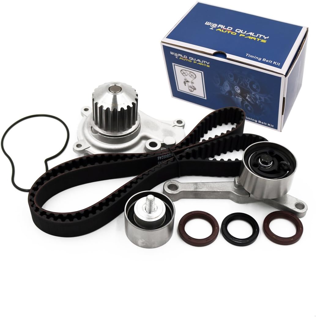 Timing Belt Kit Water Pump/w gaskets and Tensioner for 1995 1996 1997 1998 1999 2000 2001 2002 For Plymouth Breeze Voyager Stratus Caravan PT Cruiser Cirrus Sebring 2.4L L4 DOHC 16 Valve