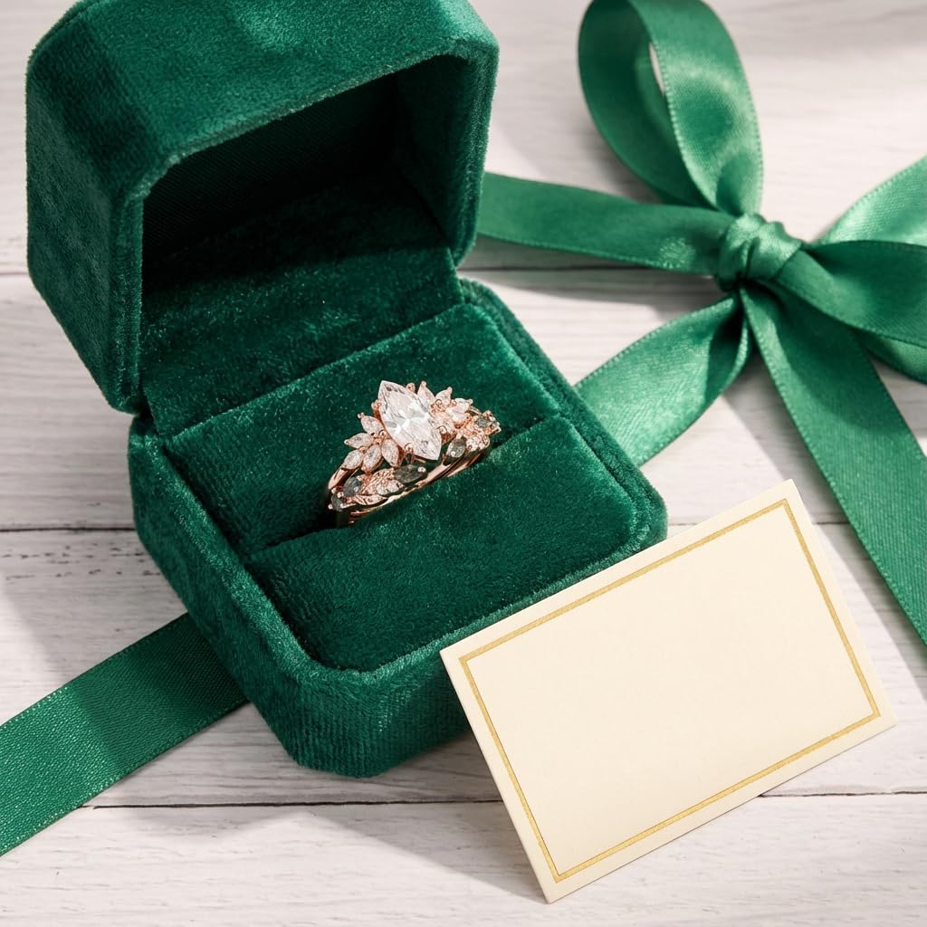 1.5-4 Carat Moissanite Wedding Ring Set for Women 10K /14K /18K Solid Gold Moissanite Engagement Bridal Ring Set Promise Rings for Her D Color VVS1 Clarity Free Engraving