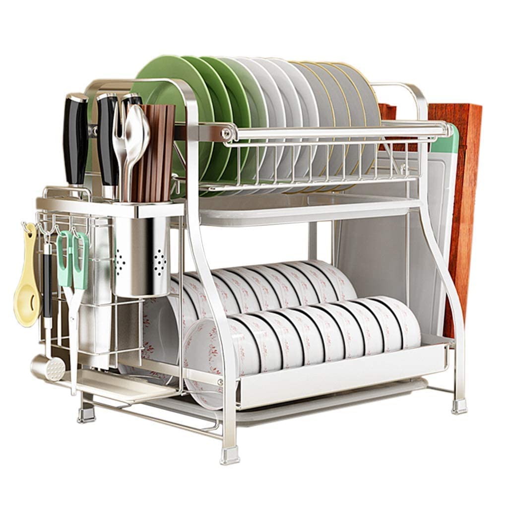 Support à ustensiles, égouttoir à vaisselle, étagère pour évier, pour fournitures de cuisine, rangement, comptoir, support à ustensiles, affichage en acier inoxydable 30 fois 54 fois 46 cm 30 × 44 ×
