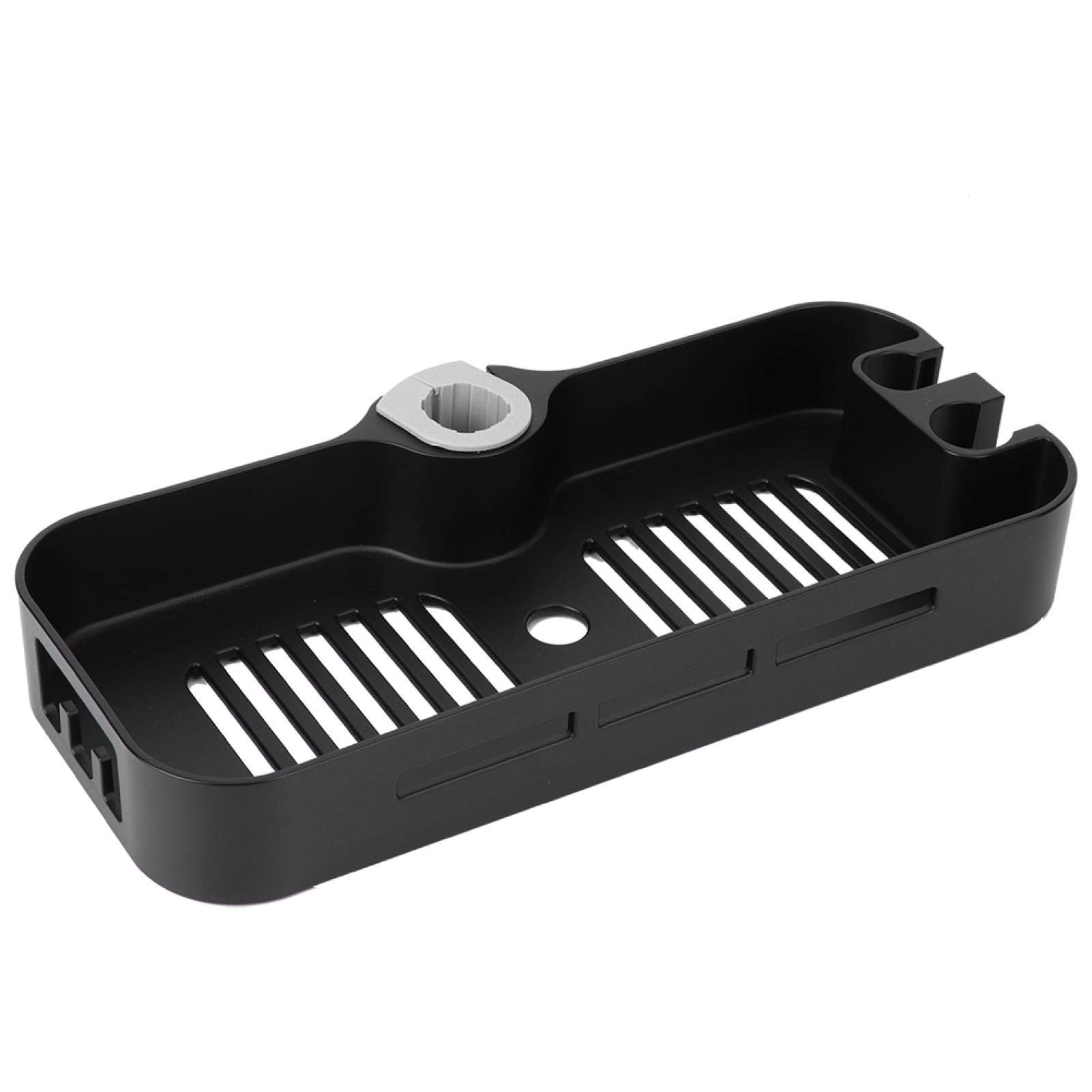 Barra de ducha negra con jabonera, estante de ducha sin taladro, estante de ducha con soporte para cabezal de ducha, accesorios de baño para una fácil instalación