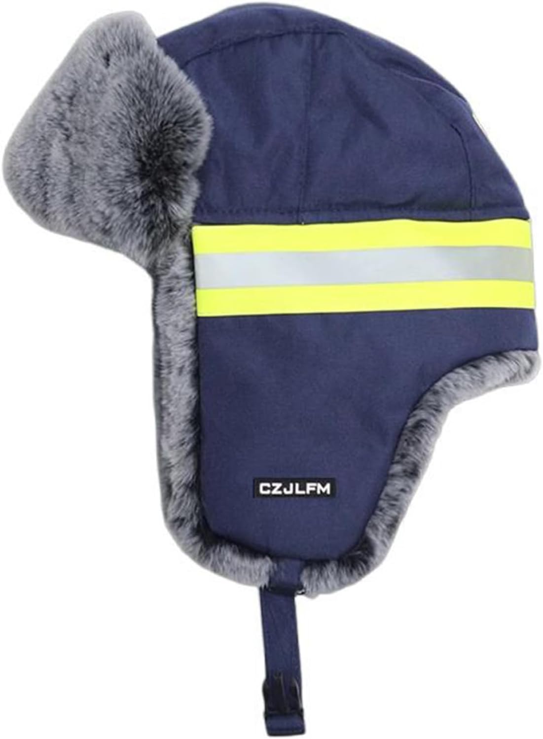 Reflective Russian Ushanka Trapper Hat with Goggles Windproof Ear Flaps Fleece Lining Earflap Caps for Cold Weather Reflectiv