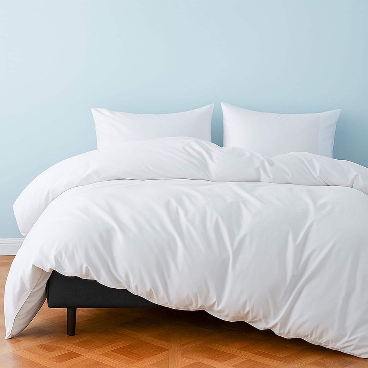 Cottington Lane 3 Piece Egyptian Cotton Duvet Cover Set Eastern King 108 x 118, Premium Long Staple Cotton Ultra Soft Hotel Quality Comforter Cover with Zipper Closure & Pillow Shams, White