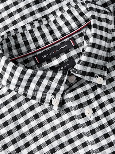 Image of Tommy Hilfiger Men's Long Sleeve Oxford Shirts in Regular Fit, Men's Button Down Shirts, Also Available in Big and Tall
