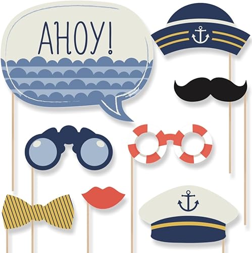 Miniatura 7 de Set de accesorios de utilería para fotos, diseño náutico, Ahoy (20 unidades)