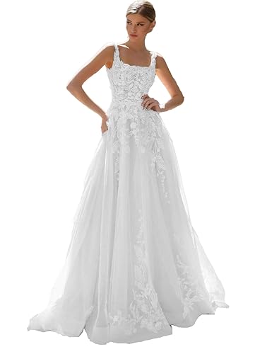 Women's Boho Wedding Dresses for Bride Corset Lace Tiny Florals