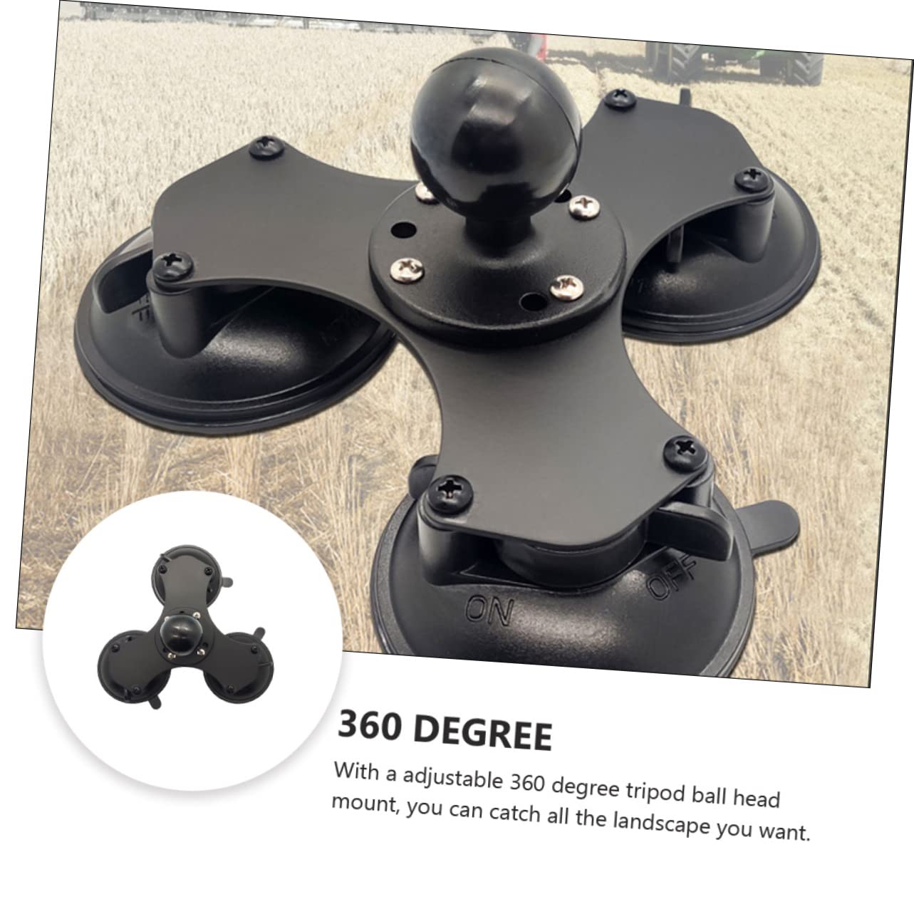 SHINEOFI Soporte De Ventosa para Parabrisas Triple Ventosa Base Ajustable Cierre Giratorio para Coche Ventana Compatible GPS Telefono Navegador