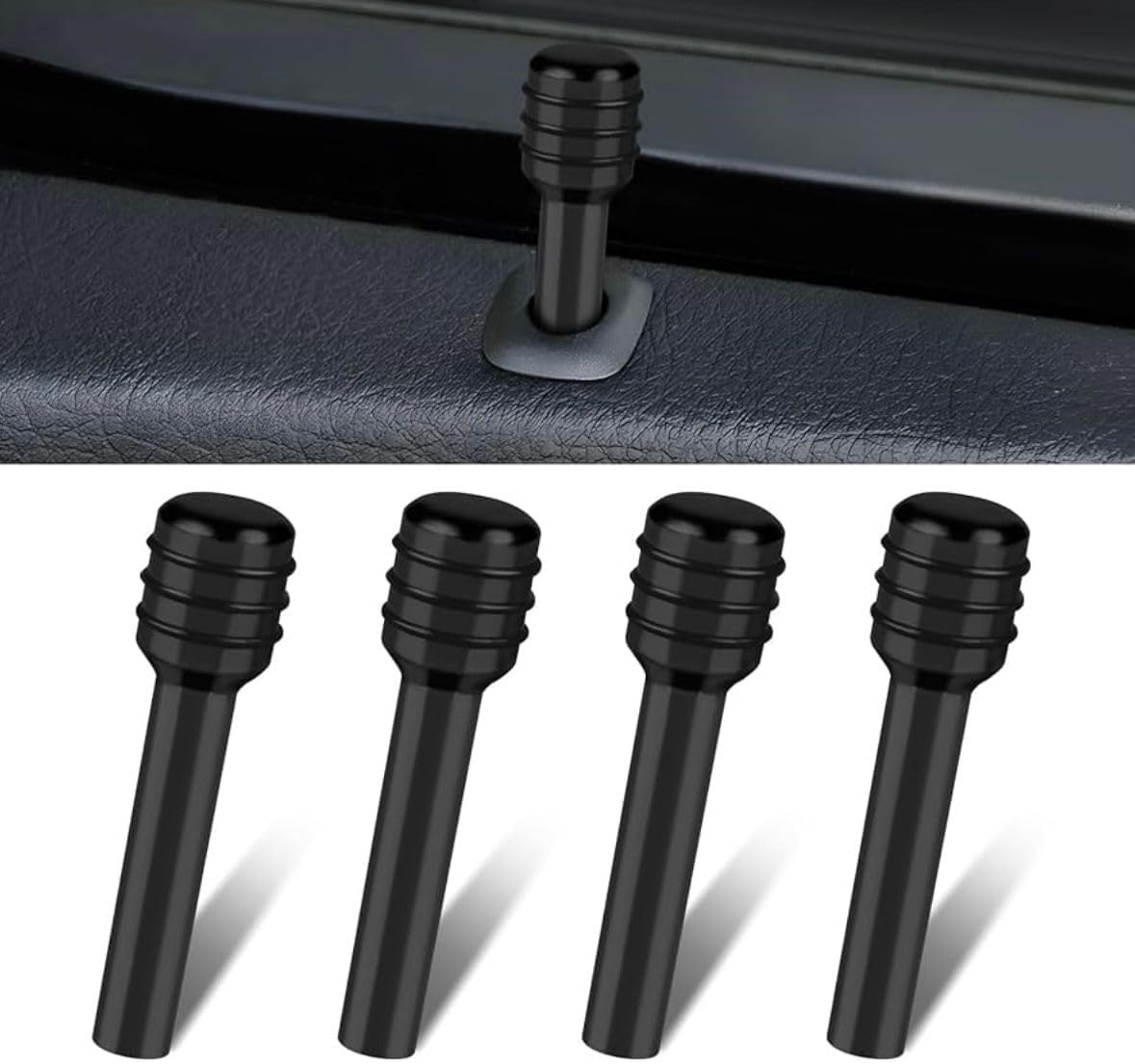 AUTO MT Black 4PC Car Door Lock pin Knobs Aluminum Alloy Inner Door Lock Pull Pins for Car Decoration Universal for All Car Compatible