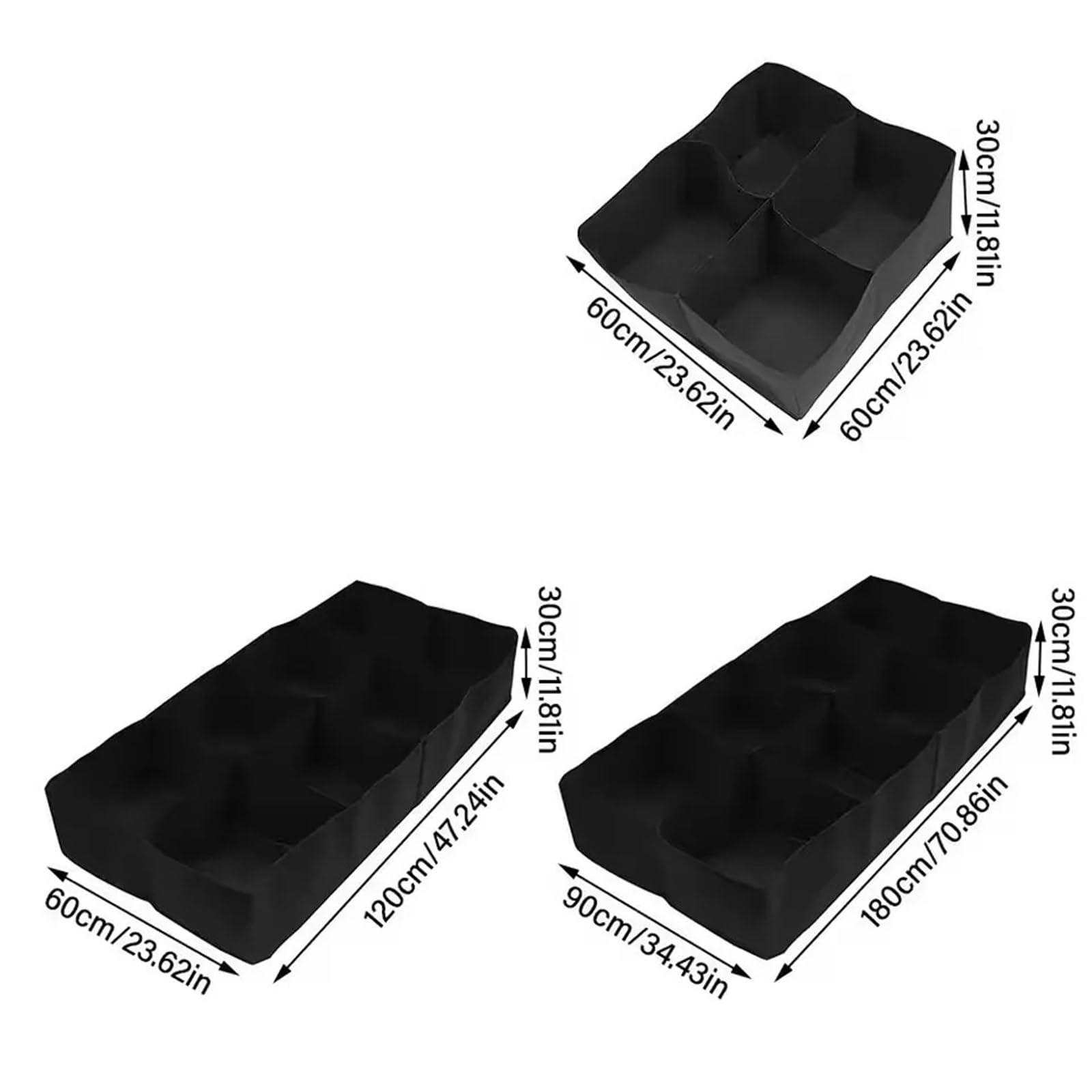 4 Uds. Bolsa for plantar en jardín, bolsa de cultivo fieltro multigira, maceta rectangular for vivero, contenedor for vegetales, tomates y patatas para Flores, Verduras, Frutas(120x60x30cm 6Grids)