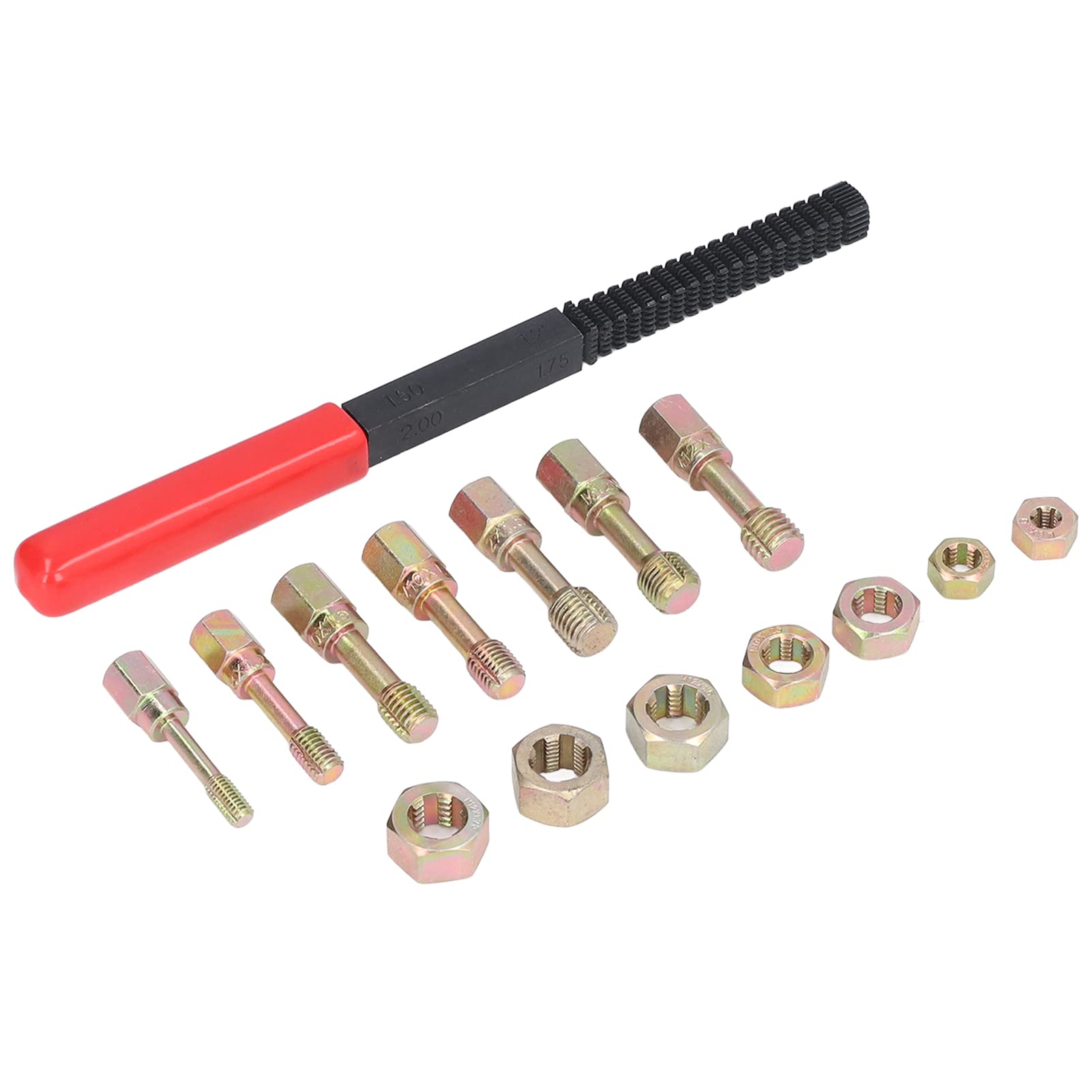 Kit di riparazione per il ripristino delle filettature metriche, set di filiere per maschiatura in acciaio al carbonio con scatola di immagazzinaggio per la manutenzione dell'auto e la lavorazione d