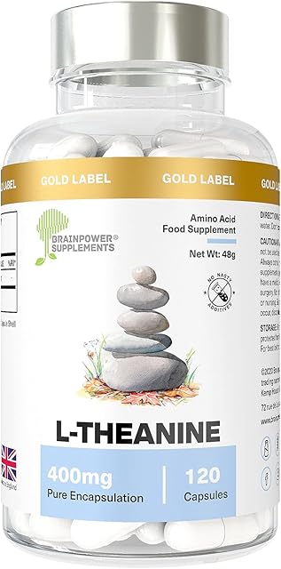L Theanine | 400mg L-Theanine Capsules | No Fillers, Binders or Magnesium Stearate | 4 Months Supply | Vegan & GF | UK Made, GMP Standards | UK Made by Brainpower Supplements®