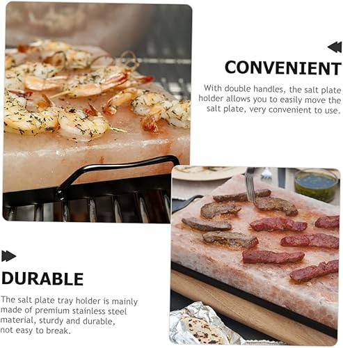 Miniatura 6 de OFFSCH Estante de sal para placa de sal, bandeja de placa de sal para cocinar, rejilla de acero inoxidable, bandeja de servir de acero inoxidable,