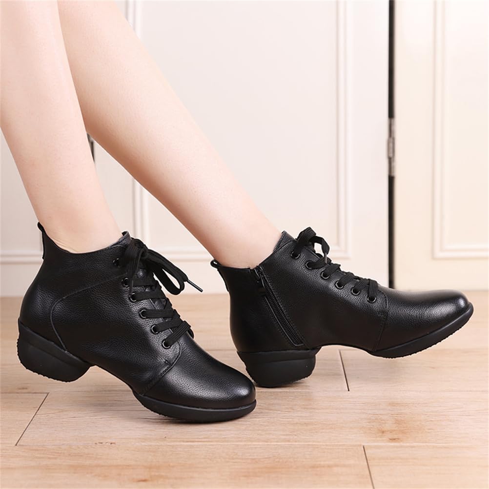 Per Donna Stivali da Allenamento di Danza Punta Chiusa Pelle da Ballo da Sala Tango Scarpe da Allenamento Tacco Basso
