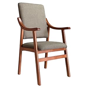 Sillón Alto con reposabrazos de Madera de Haya Color Cerezo tapizado en Marrón