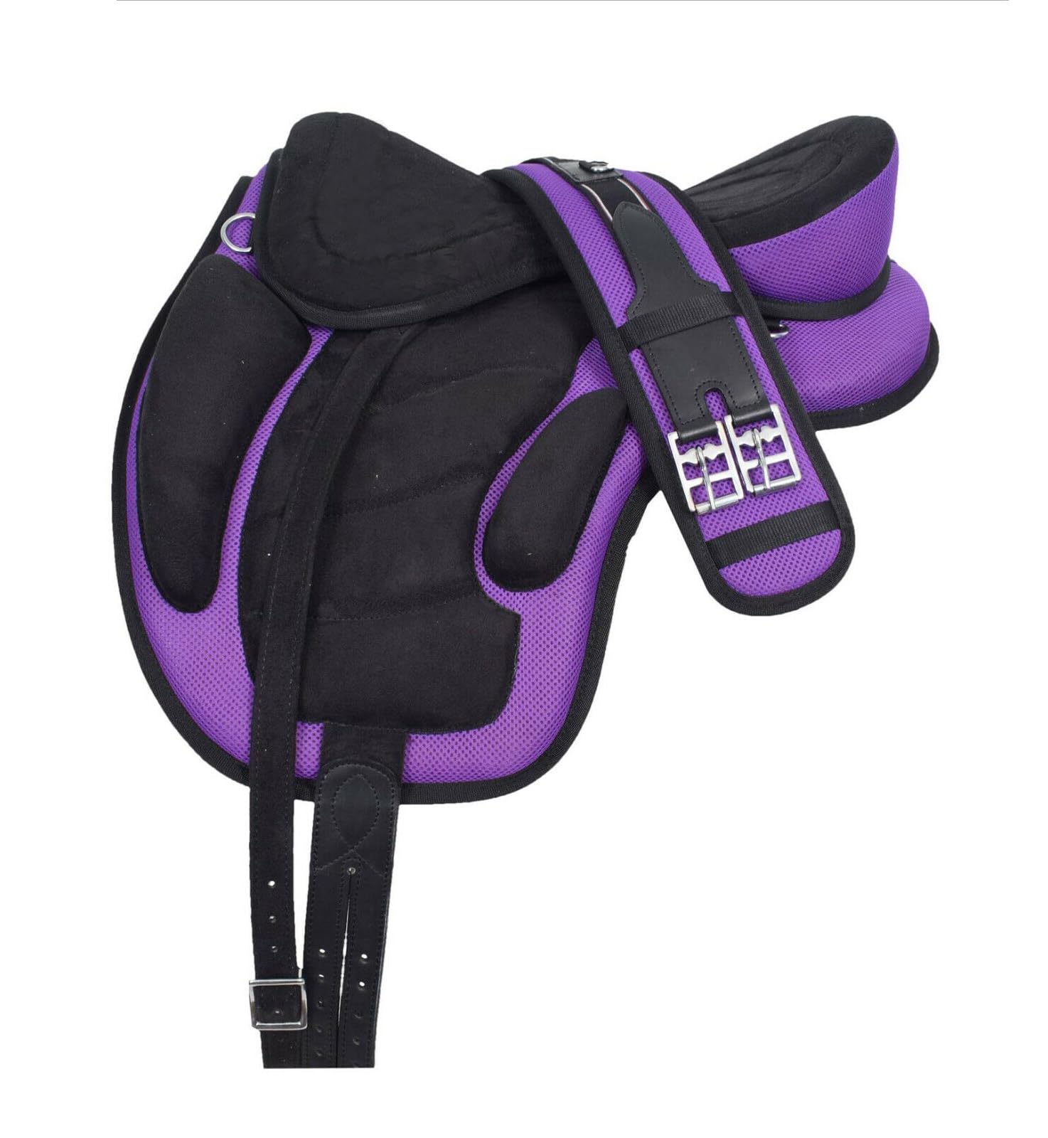 All Purpose Synthetic Treeless English Horse Saddle Handmade Tack Set Girth Stirrups Purple