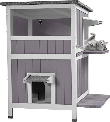 Feral Cat House - Refugio impermeable para gatos para invierno, jaula para gatos, perfecta para uso al aire libre e interior, 2 pisos disponible en Yaxa Mexico