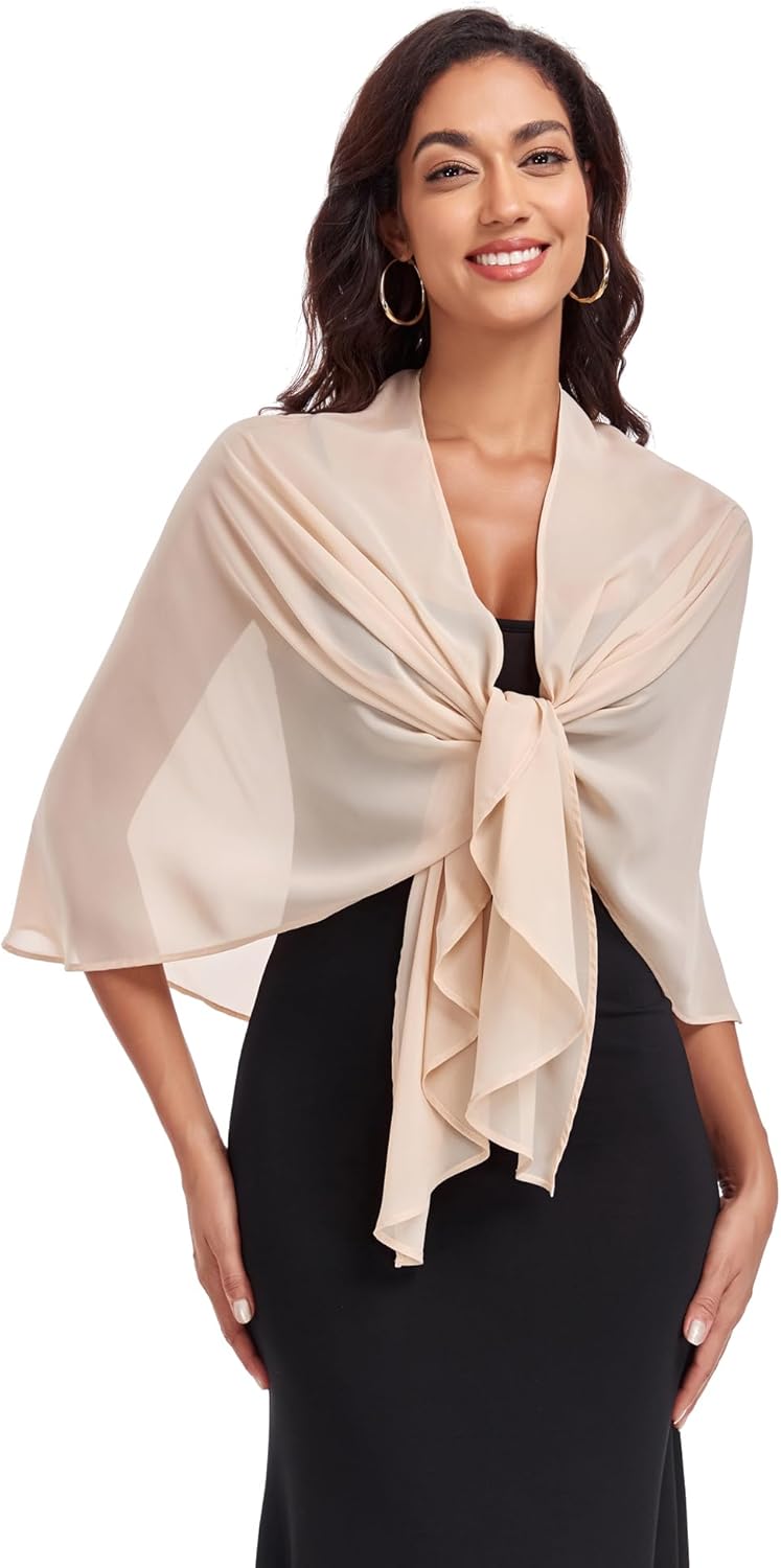 Shawl Wraps for Women Evening Dresses Chiffon Soft Capelets Wedding Bridal Cover Up