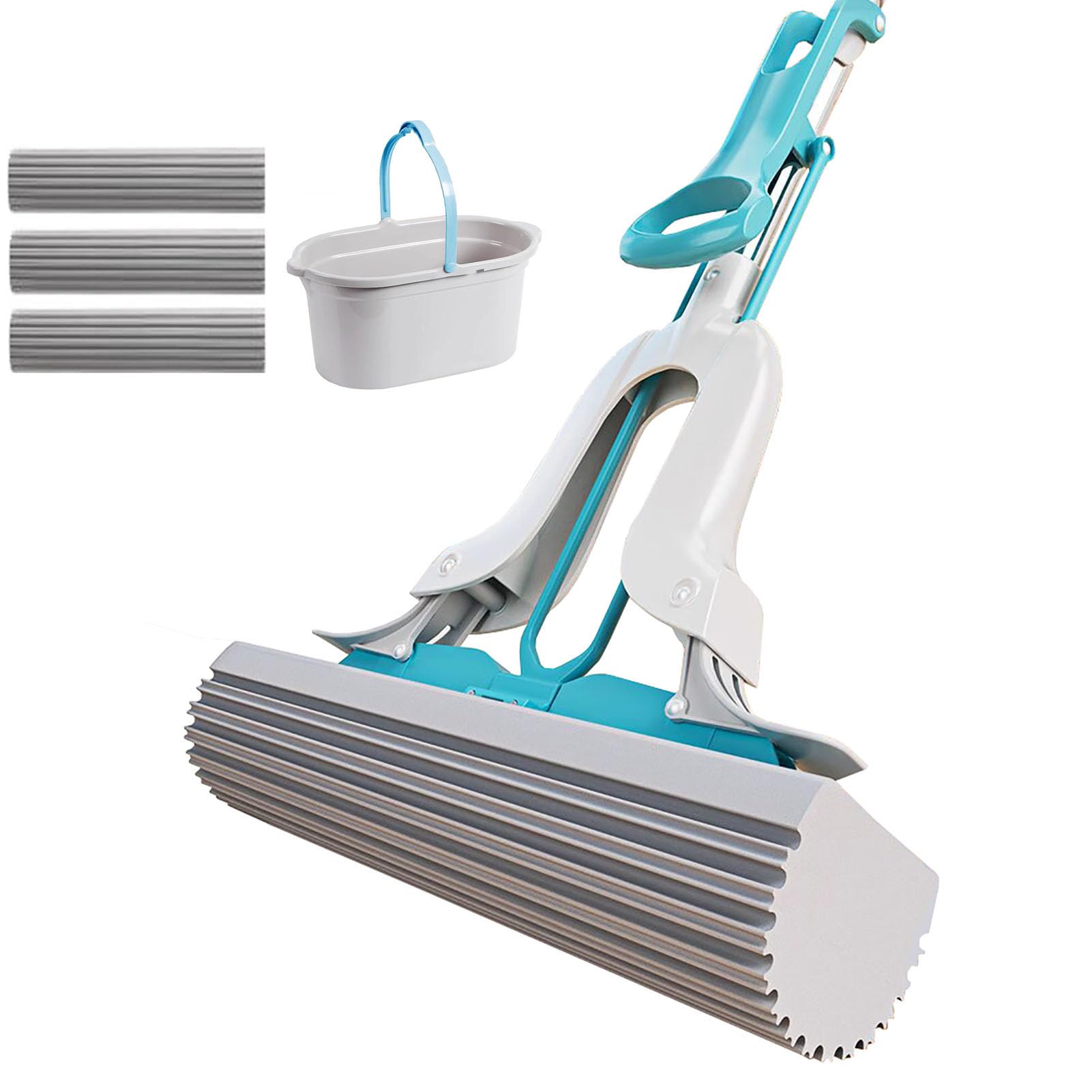 Fregona Suelos Antideslizantes con Mango Largo Extensible, Fregona Súper Absorbente y Cubo con Ruedas, Limpieza de Suelos para Baldosas,Laminado,Madera Dura,Coche,Pared,Ventana,D,28X137CM