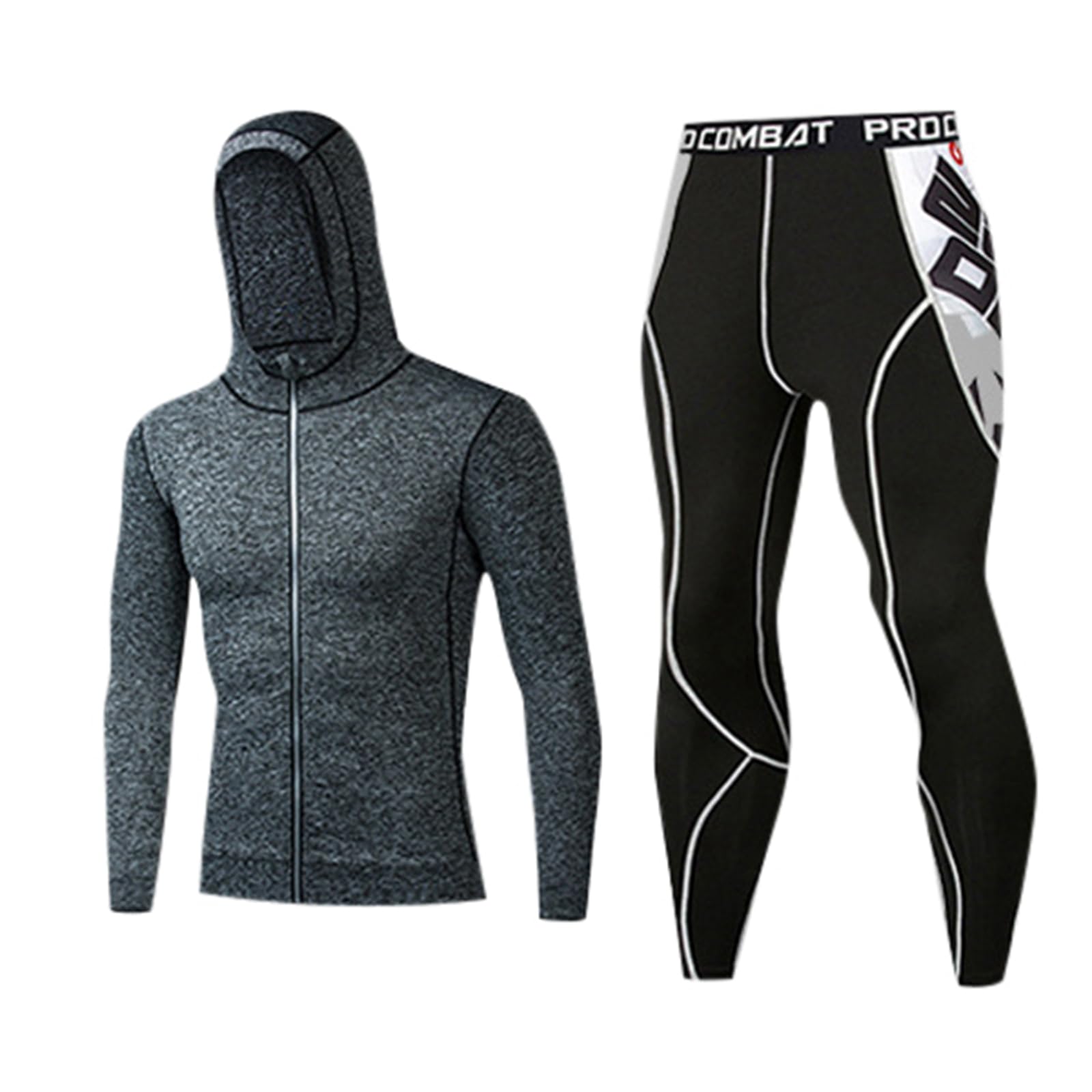 Herren Shapewear Set Vier kühlend schnell trocknend Sportunterhemd Rundhals T-Shirt Lange Sporthose