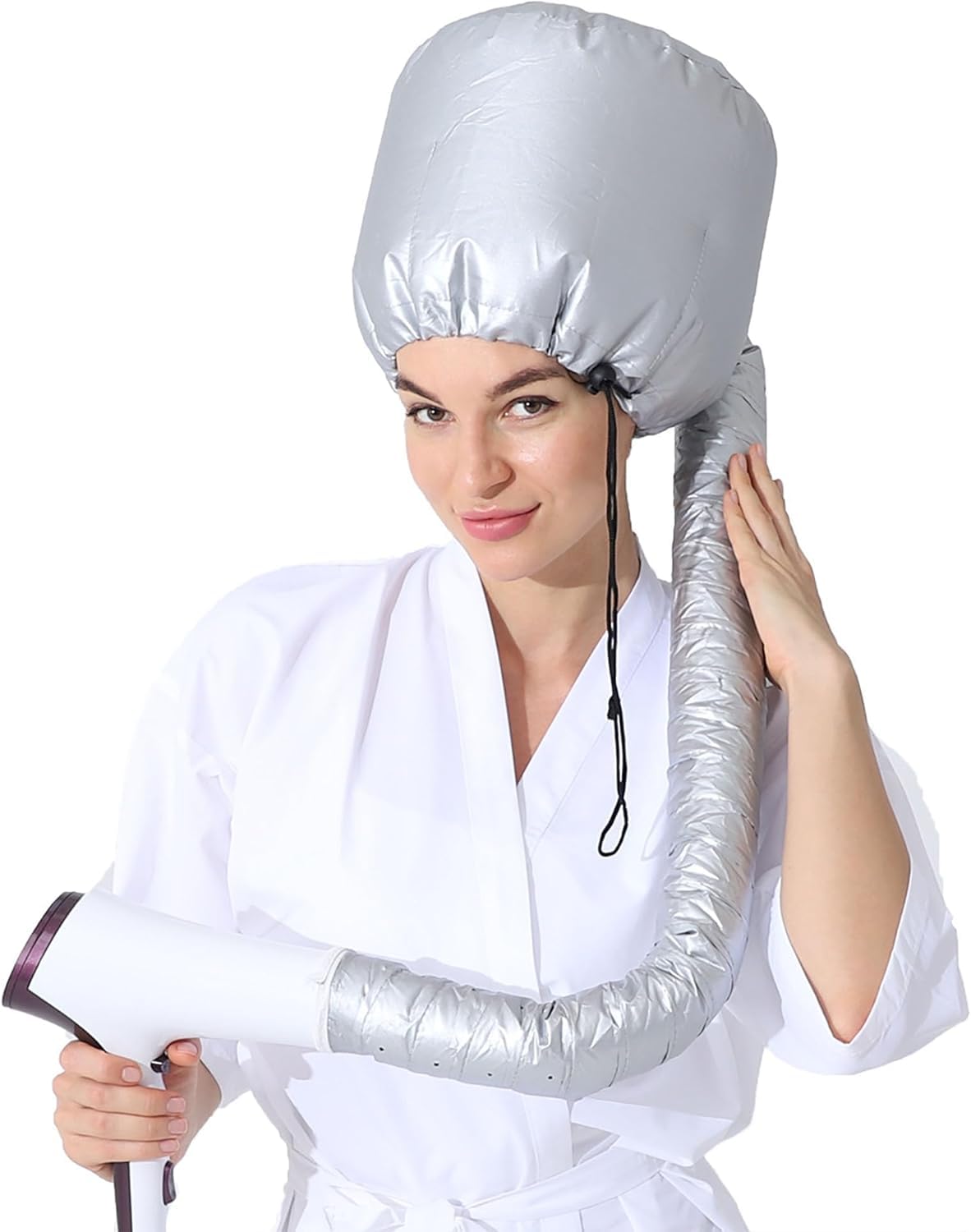 Kelexx Hair Dryer Helmet Attachment – Upgraded Adjustable Hood Cap for Blow Dryer, Soft Bonnet Hair Dryer Hat for Deep Conditioning, Curling & Styling – Fits All Head Types – Grey