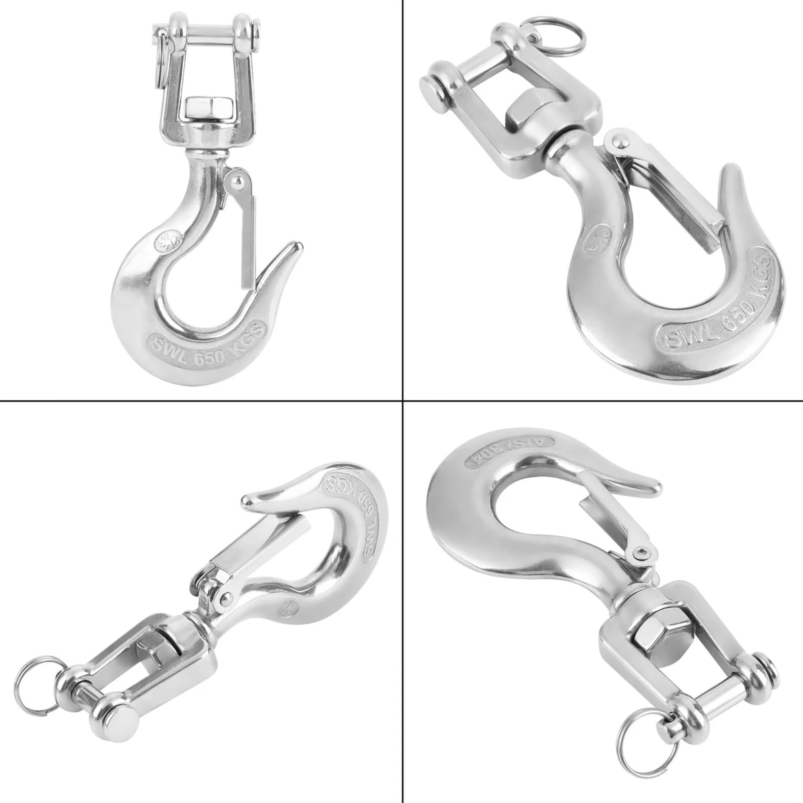 Ganci di Sollevamento, Gancio di Sollevamento Girevole in Acciaio Inossidabile 304 con Accessorio a Scatto(1000kg)
