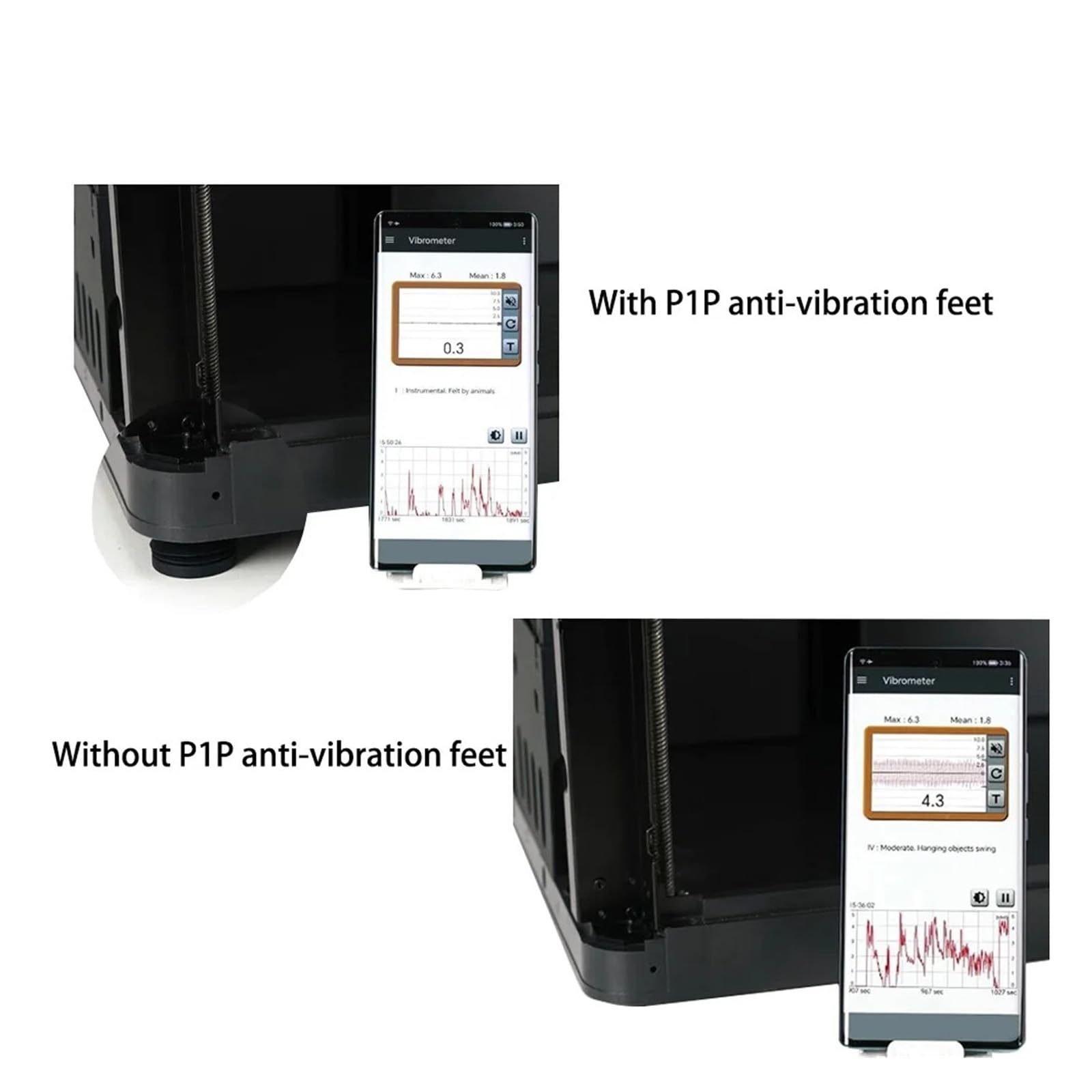 Compatibile con Bambu Lab, piedini antivibranti for P1S/X1