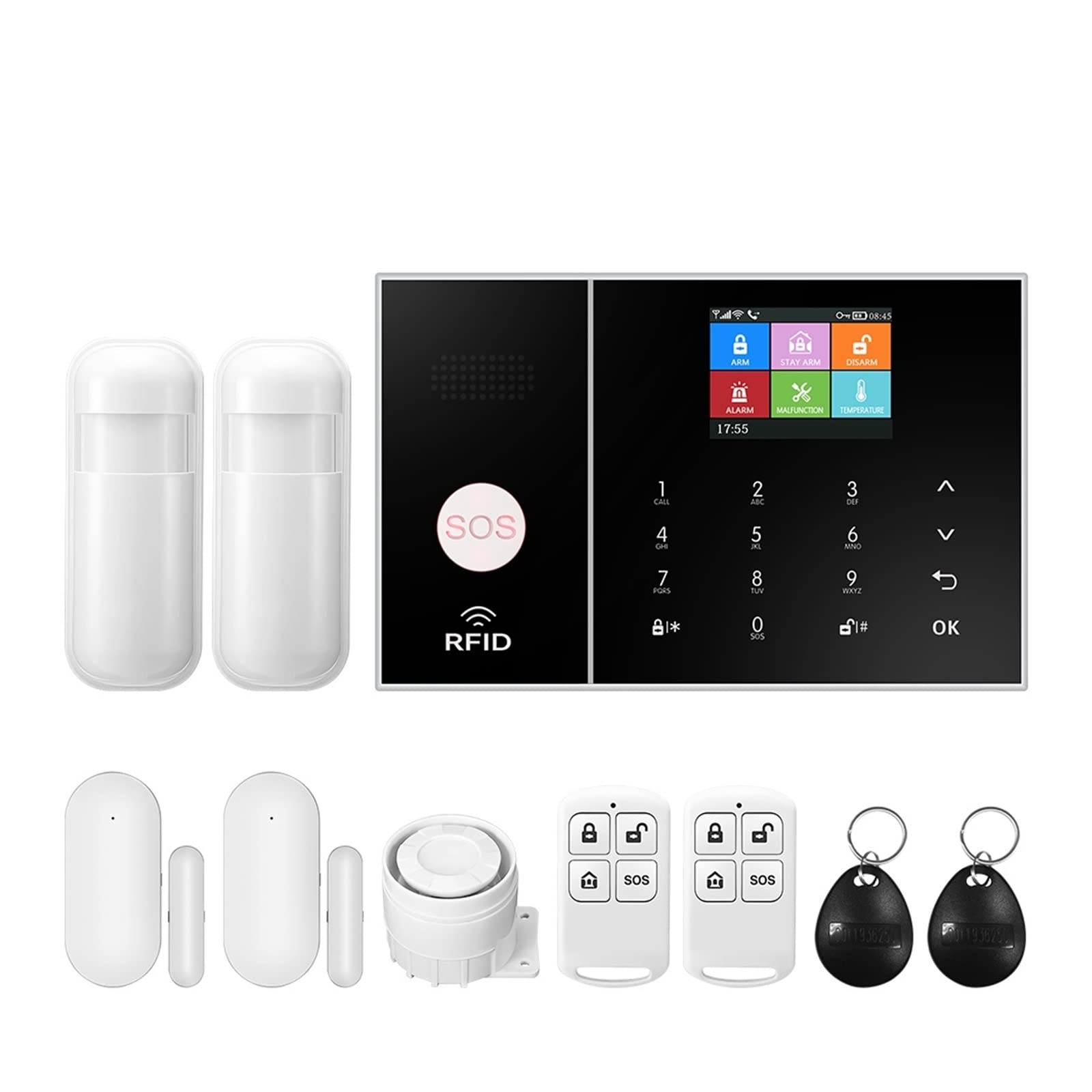 CUDTAPI Alarm System For Home GSM Security Host With Door And Motion Sensor Tuya App Control Work(D)