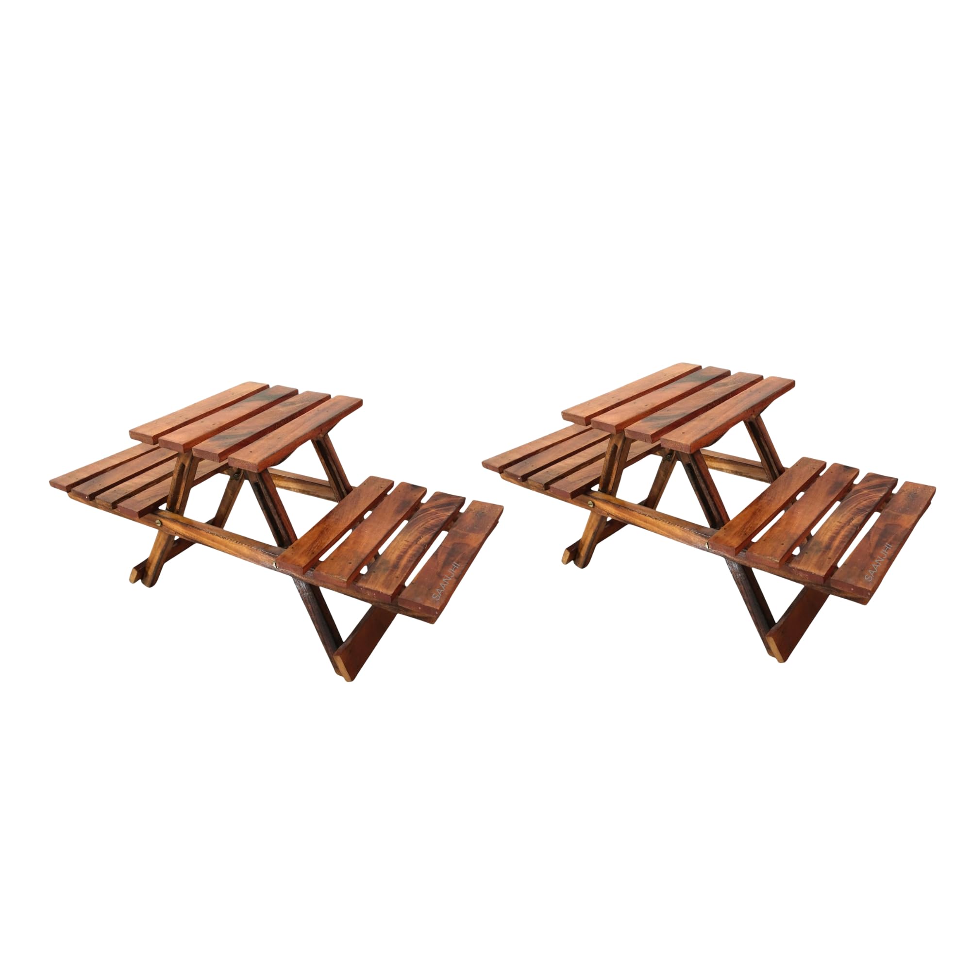 Handcrafted Wooden Multipurpose Folding Stool | Set of 2 | Wooden Home Décor & Utility |Durable Decorative Accessory-image-17