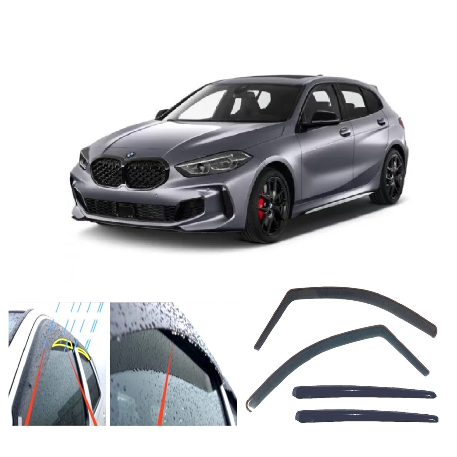 AC WOW 4 deflectores de viento compatibles con BMW Serie 1 F40 2019 2020 2021 2022 2023 2024