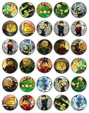 30 x Edible Cupcake Toppers Themed of The Ninjago of Edible Cake Decorations | Uncut Edible on Wafer Sheet