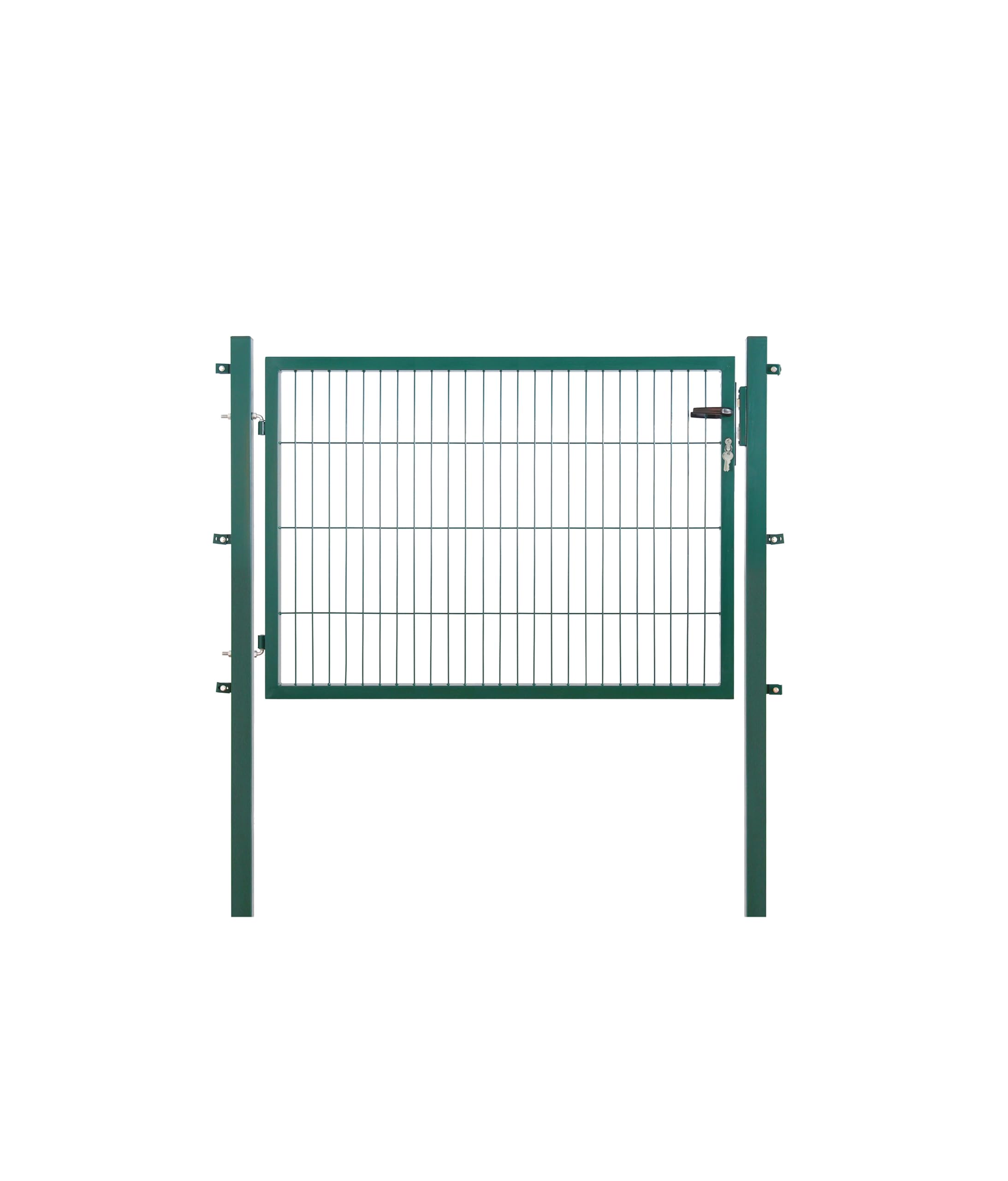 Cancello da giardino, extra largo, larghezza 150 x altezza 80 cm, verde RAL 6005, cancello singolo con palo e cilindro di chiusura, zincato e verniciato a polvere, resistente ai raggi UV e alle