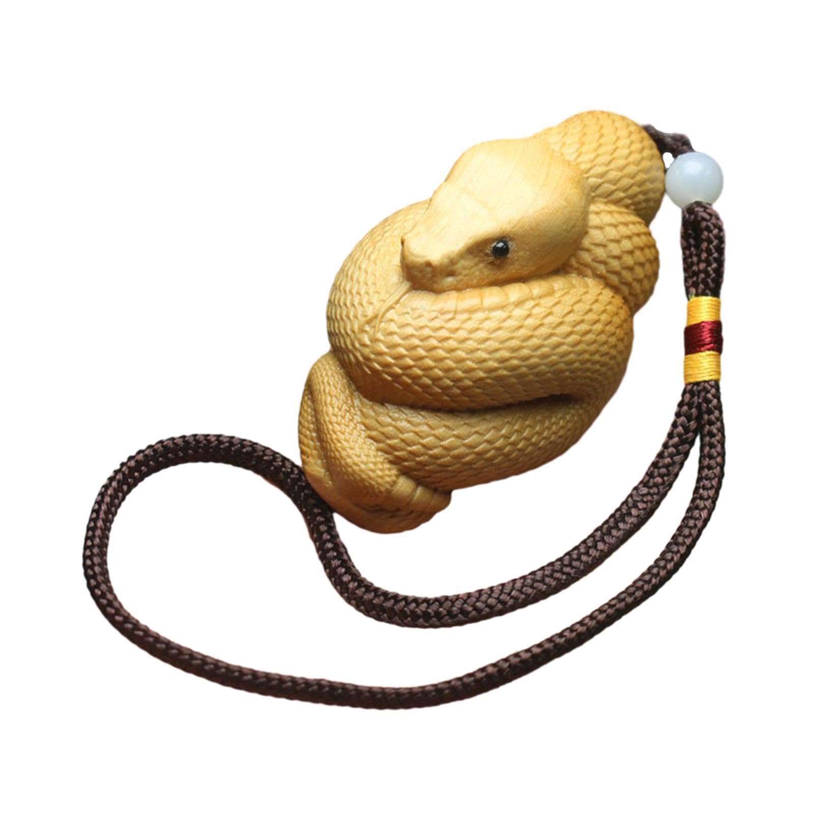 QIXCXAZ Artful Wood Snake Miniature Figurine Auto Accessories Transform Car’s Interior With Style Small Exquisite Wood Snake Statue Miniature Figurines