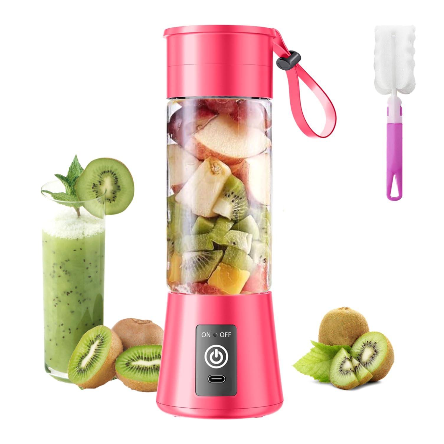 Cordless Portable Personal Size Blender - Mini Blender with 380Ml BPA Free Travel Cup, Easily Make Smoothies &amp; Shakes, Suit in Office/Home/Gym