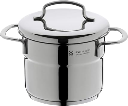 WMF 712776040 cookware 12 cm approx. 1l Mini stackable pouring rim metal lid Cromargan stainless steel brushed suitable for all stove tops including induction dishwasher-safe
